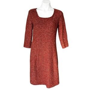 Territory Ahead wool blend burnt orange tweed midi dress size Medium